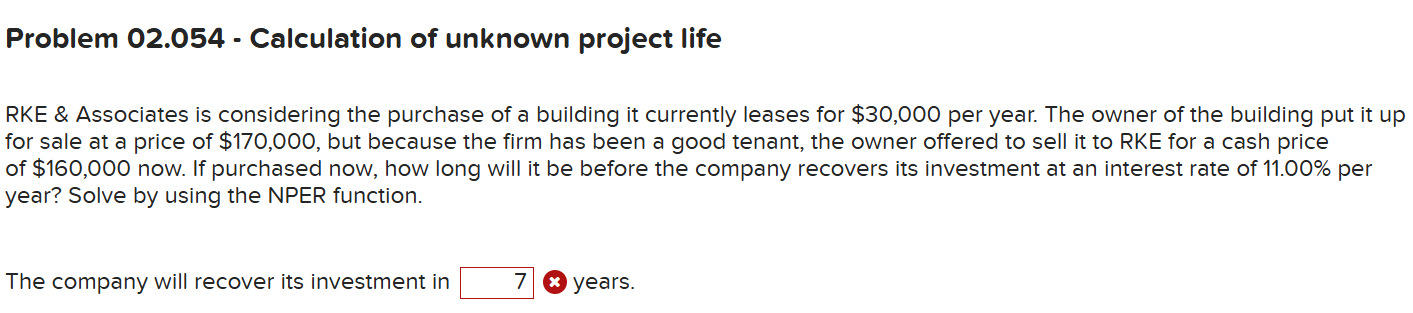 solve for the number of years Problem 02.054 -