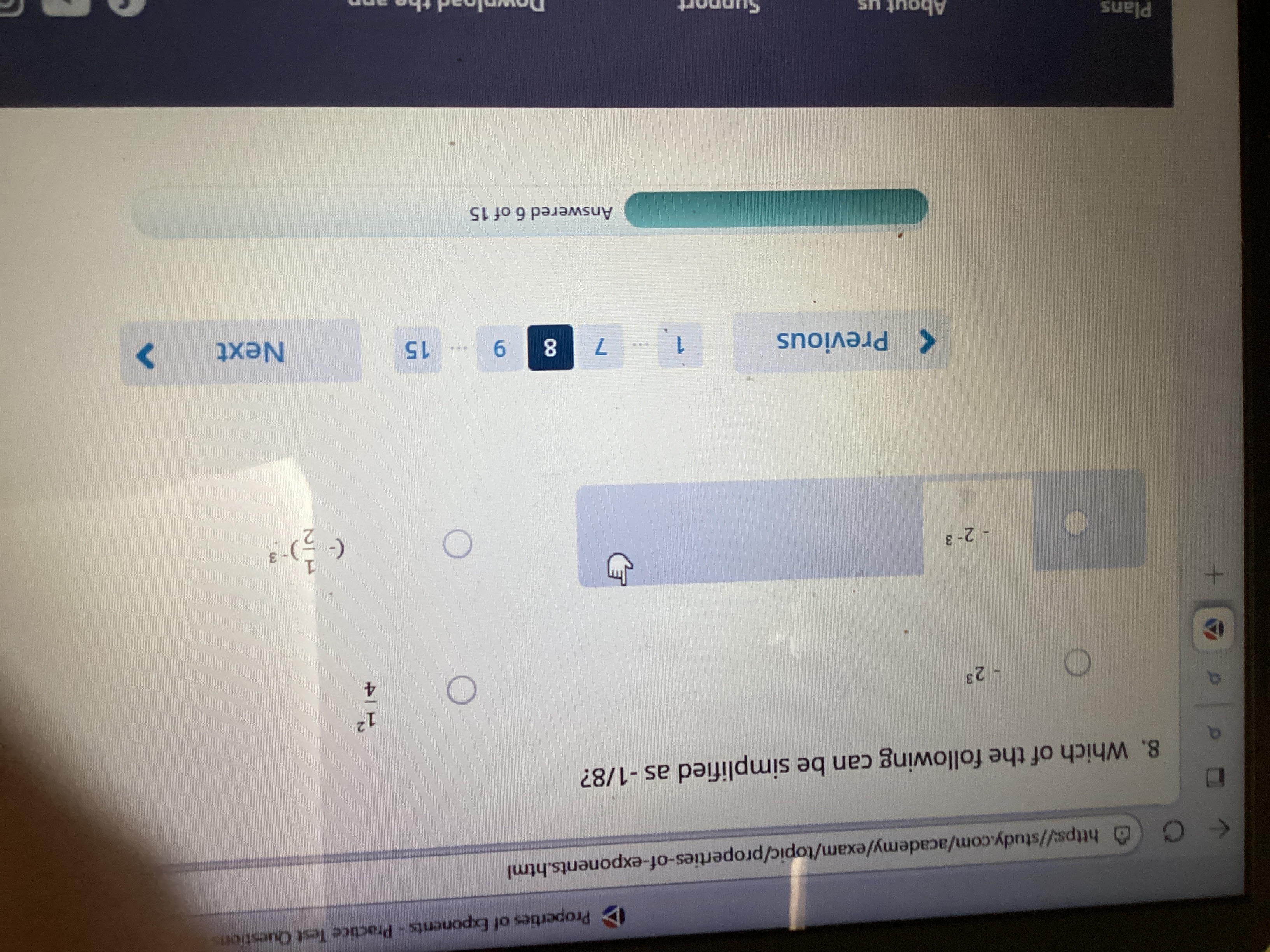 An Properties of Exponents - Practice Test