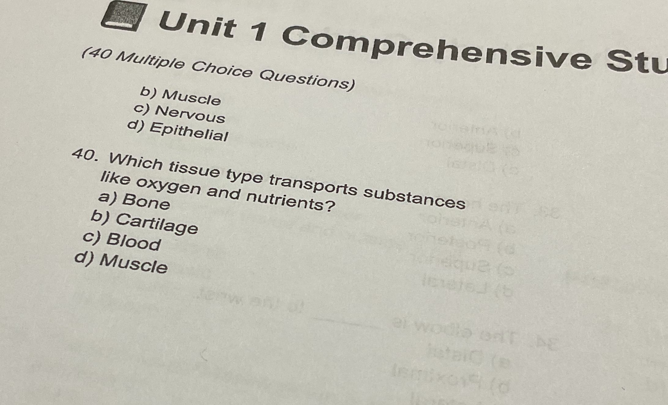 This is the rest of 39 answer 40 to Unit 1