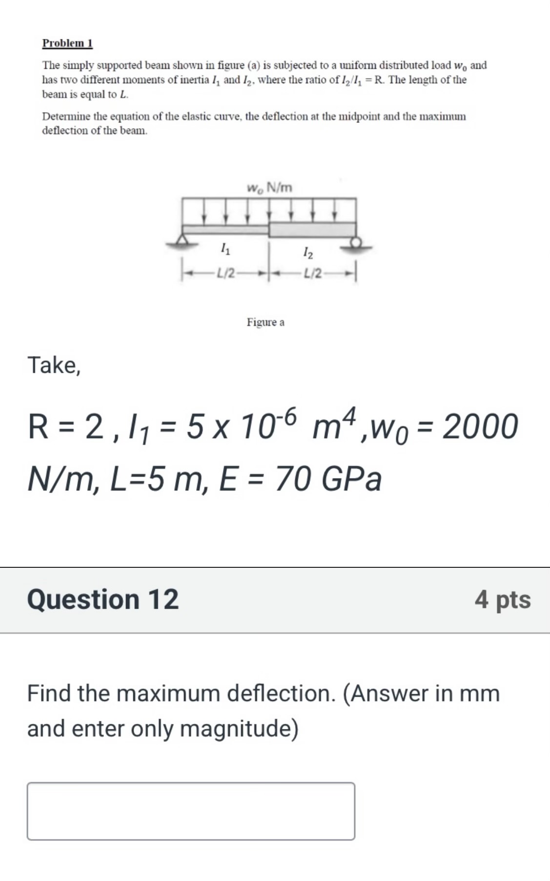 Problem 1 The simply supported beam shown in