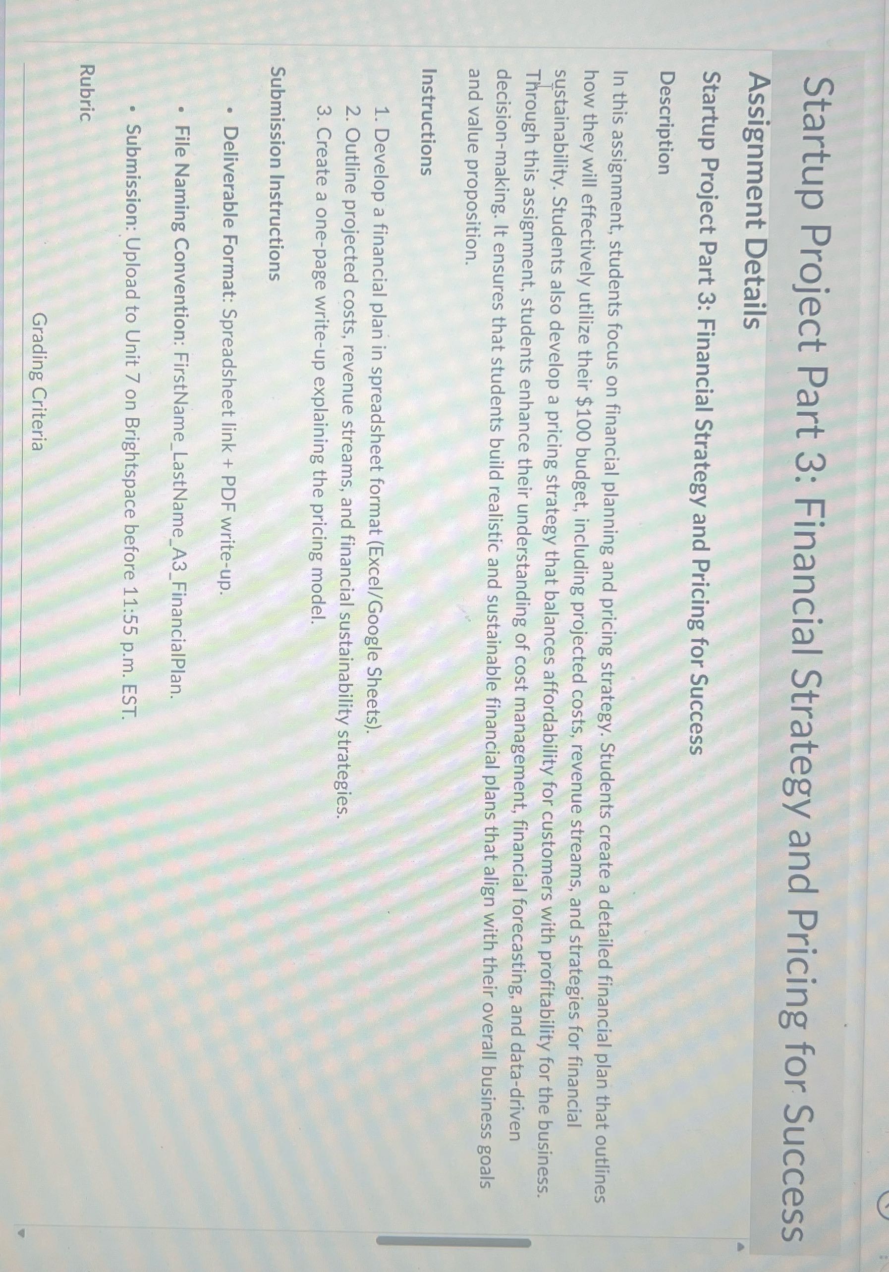 Do i Startup Project Part 3: Financial Strategy