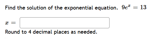 Find the solution of the exponential equation.