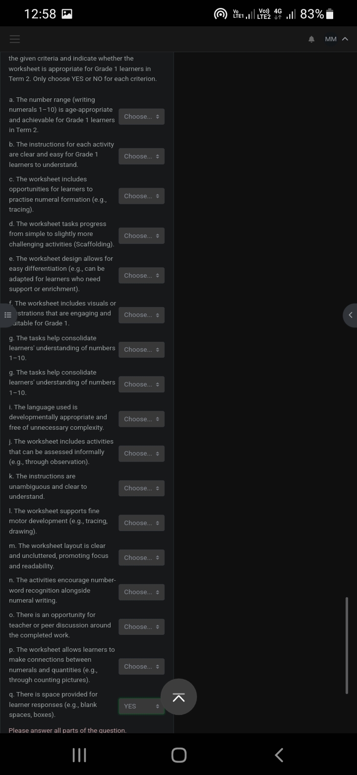 please 12:58 P @ YET ,ILL Vo)) 4G Ill 83% MM A