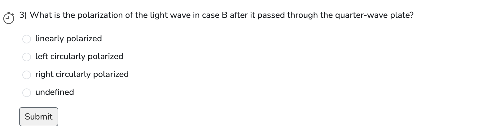 Solve e 3) What is the polarization of the light