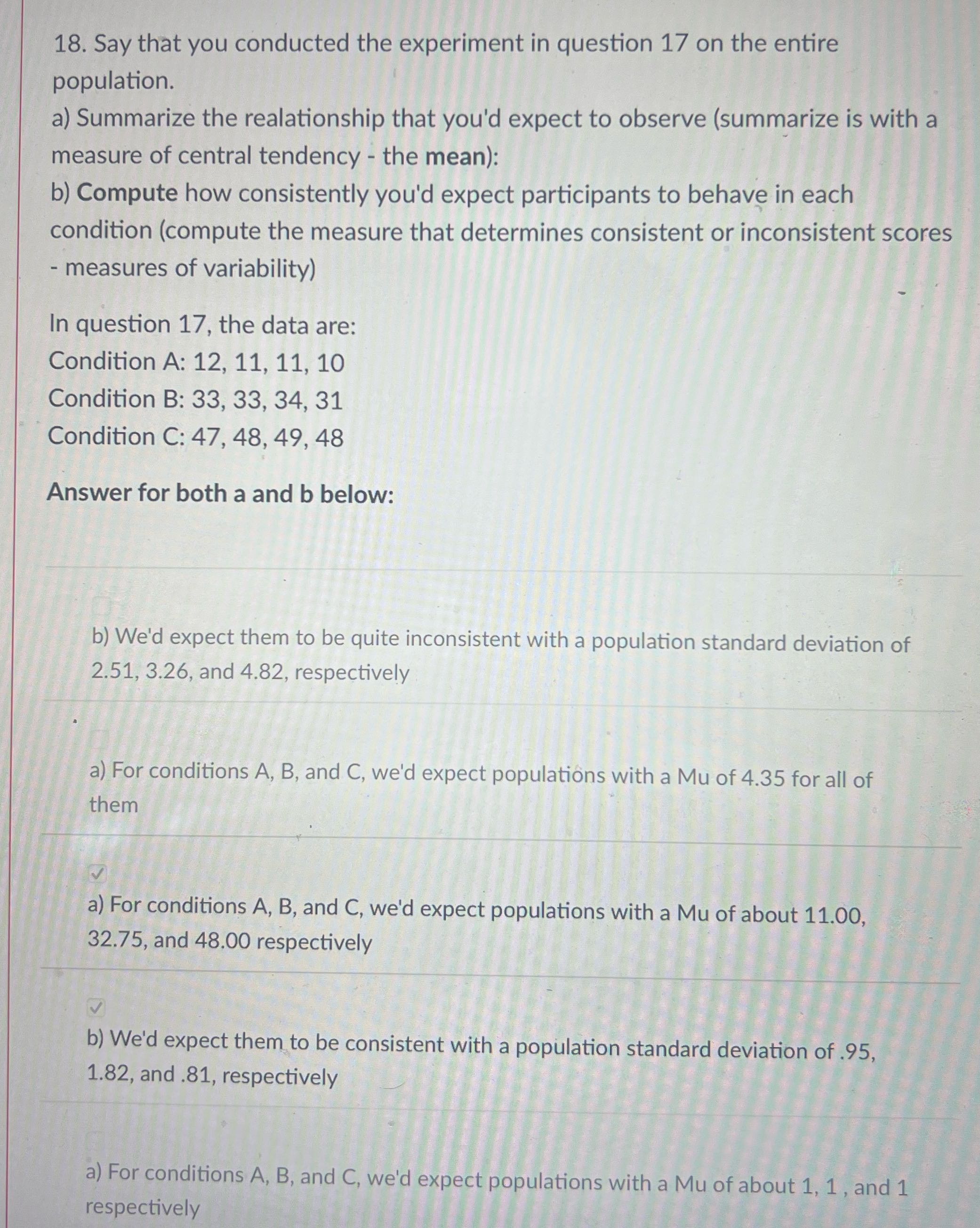 What are the correct answers? 18. Say that you