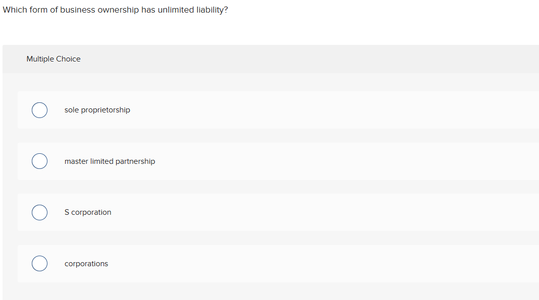 Which form of business ownership has unlimited