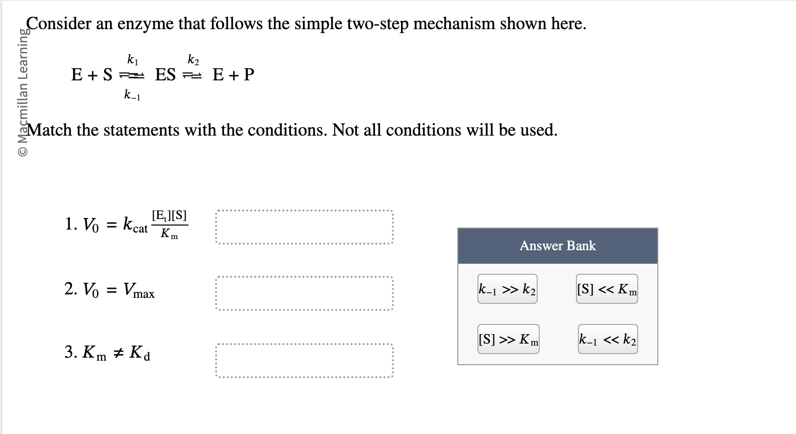match the statements withh the conditions not all