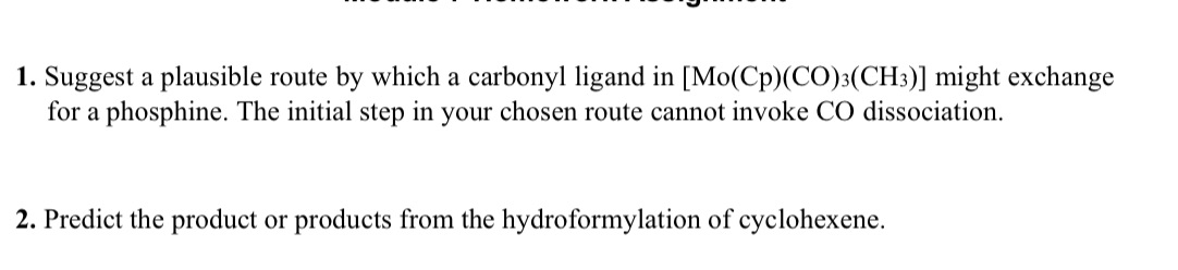 Solve 1. Suggest a plausible route by which a