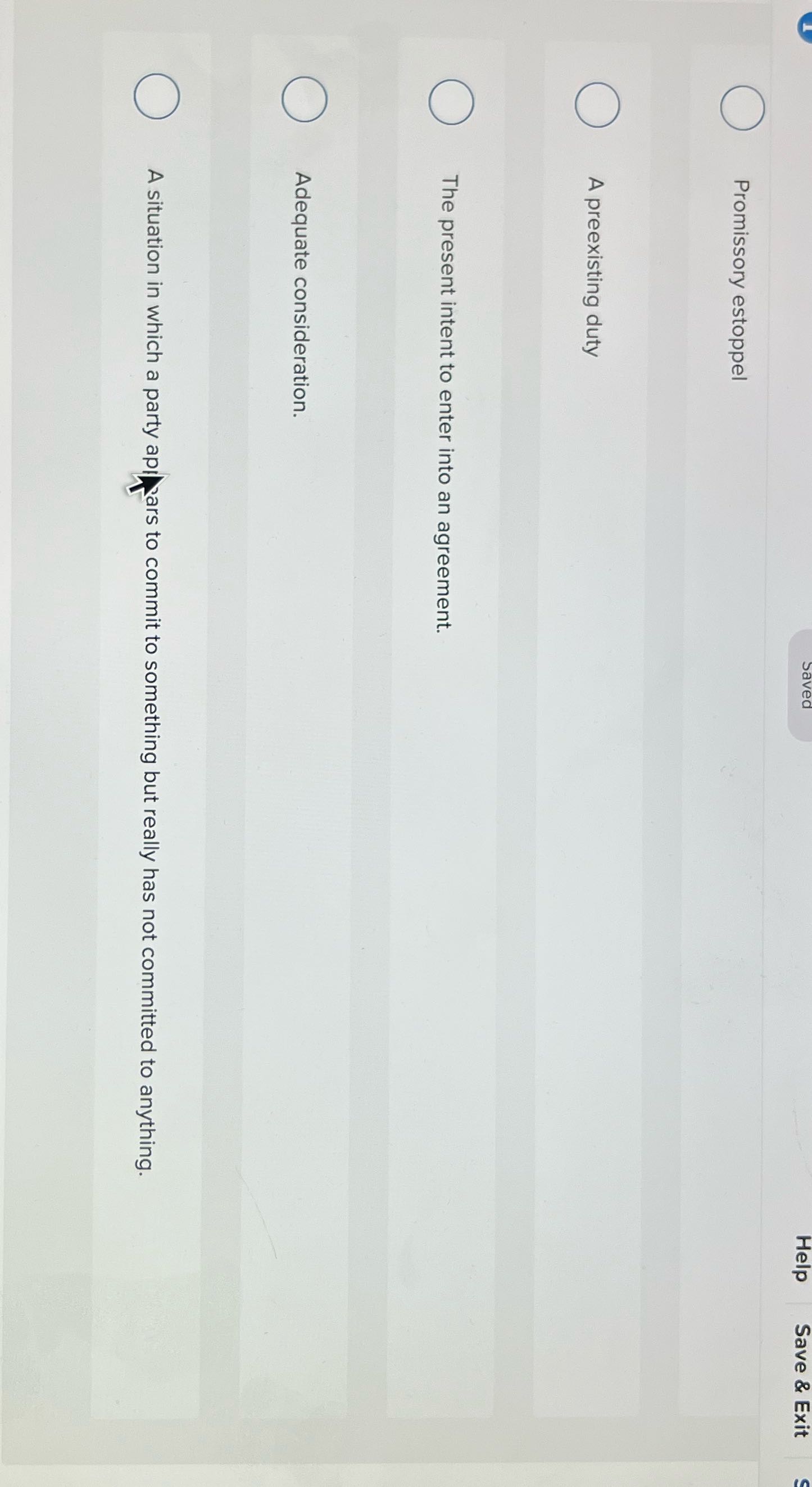 An illusory promise is Help Save & Exit O