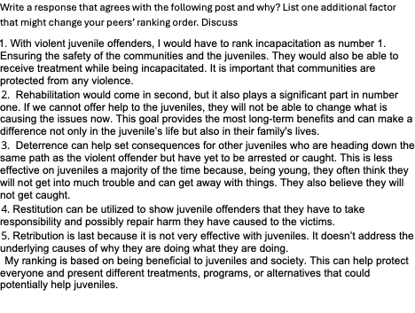 Write a response that agrees with the following