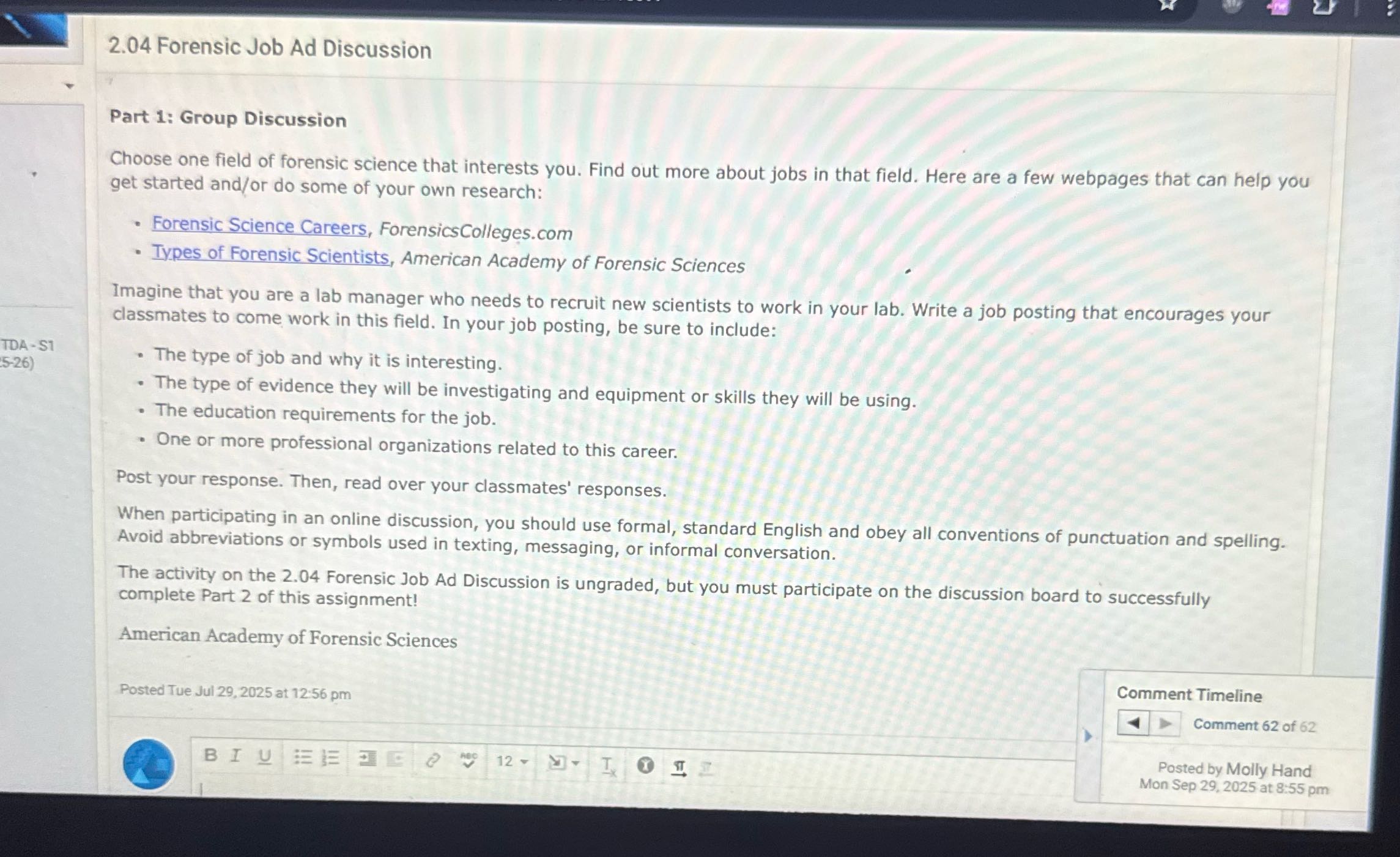 2.04 forensic job ad discussion NERF \"ae 2.04