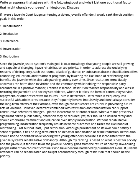 Write a response that agrees with the following