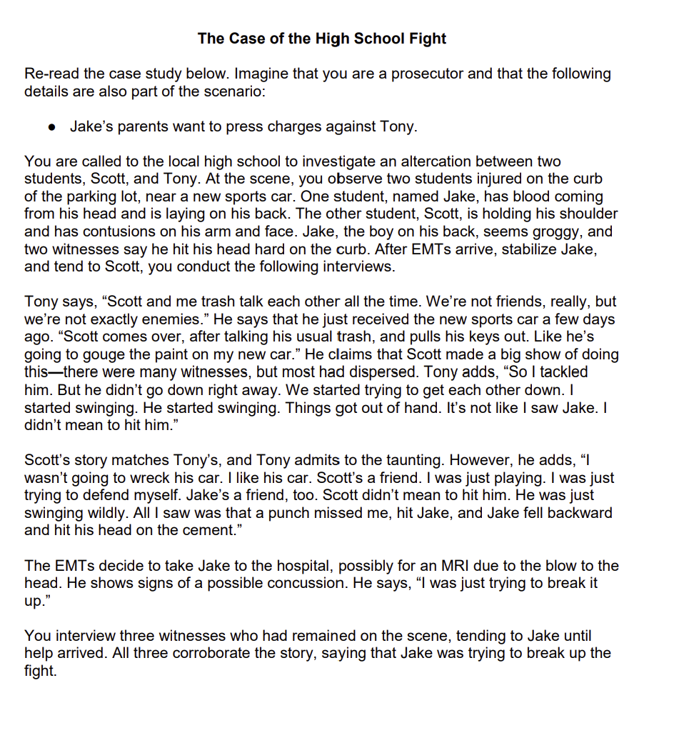 The Case of the High School Fight Re-read the