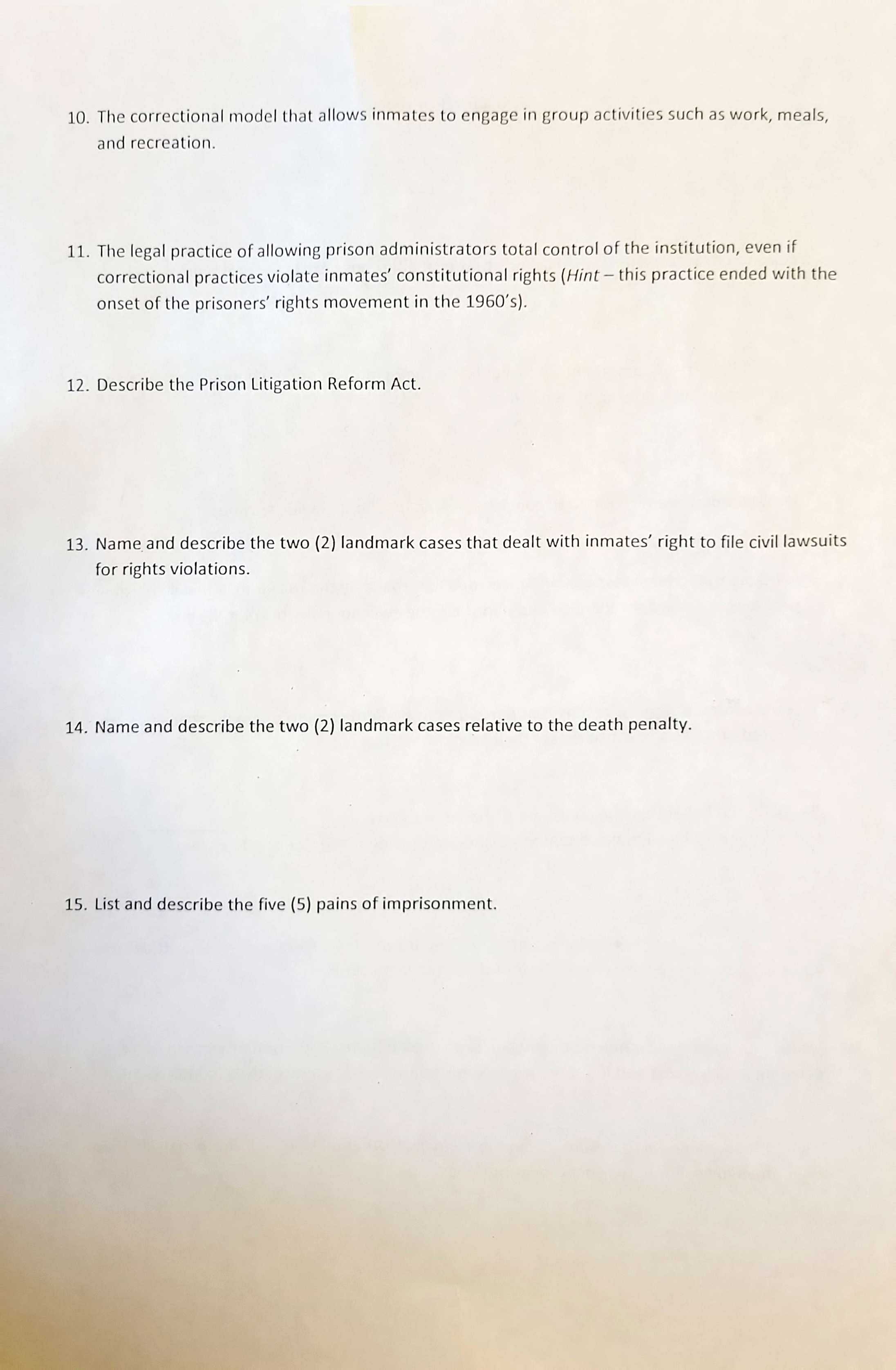 Solve for Criminal Justice in short, brief, but