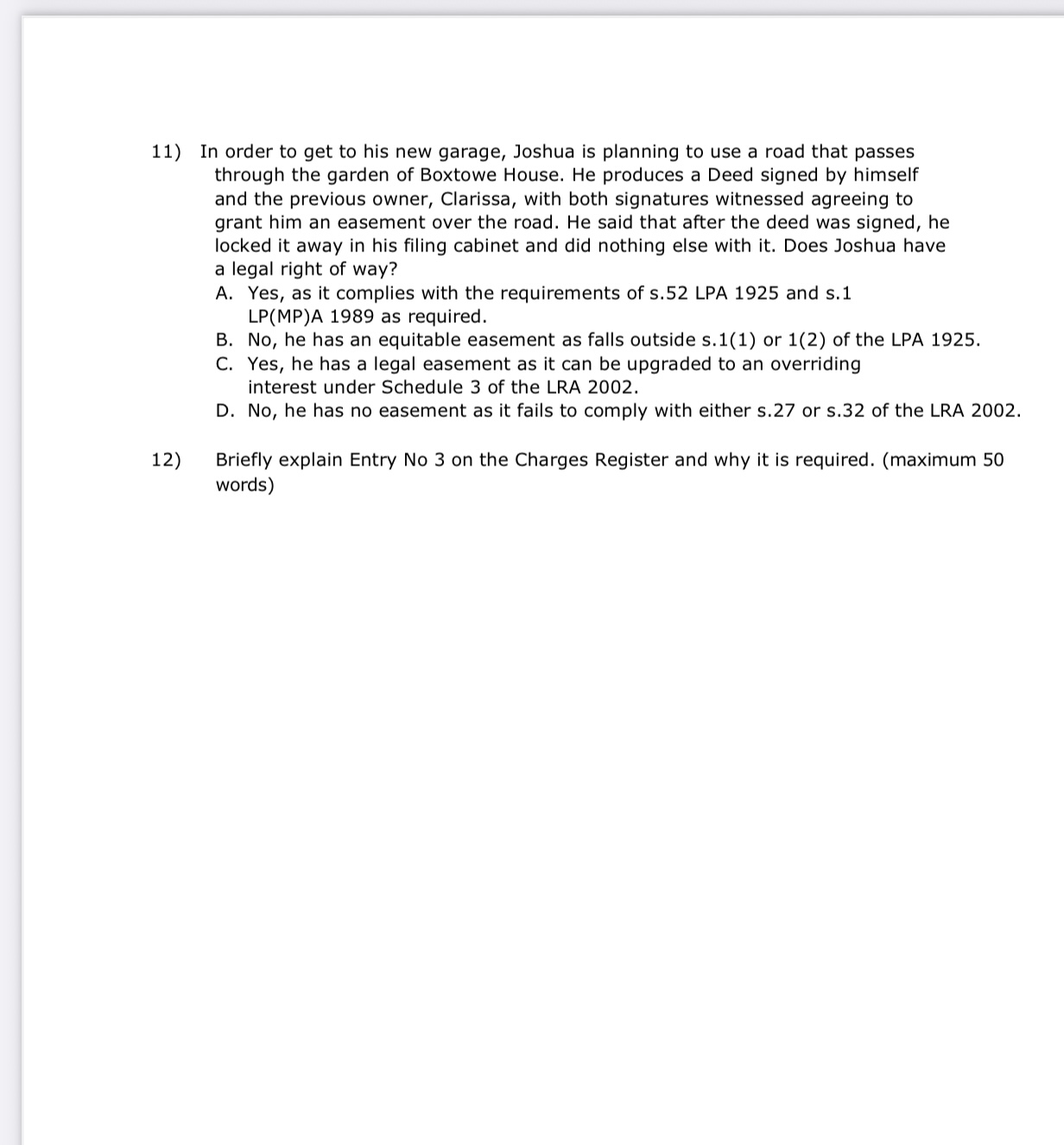 PartA Answer ALL questions in this part. For the