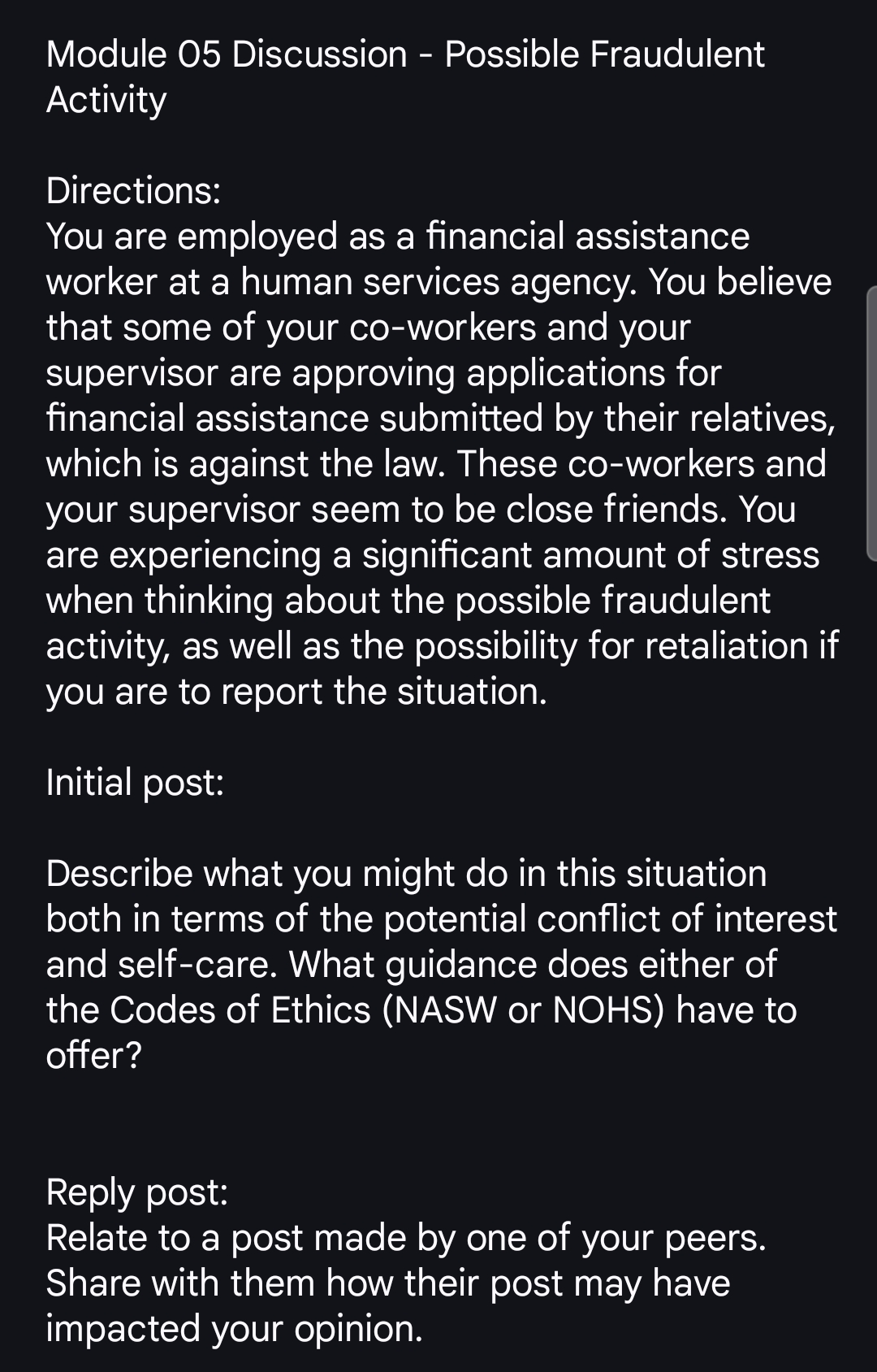 Module 05 Discussion - Possible Fraudulent Neat