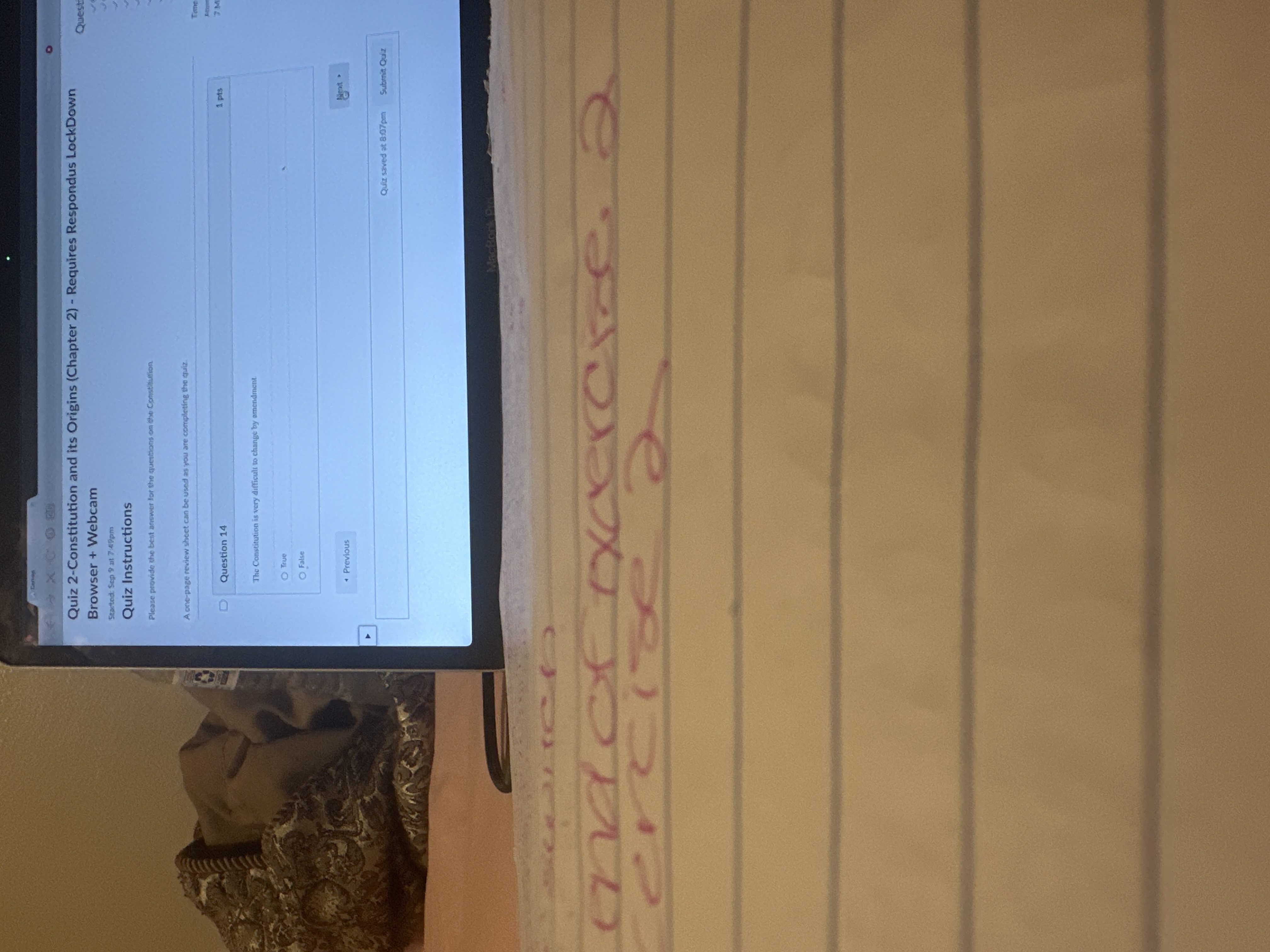 Amendment Quiz 2-Constitution and its Origins