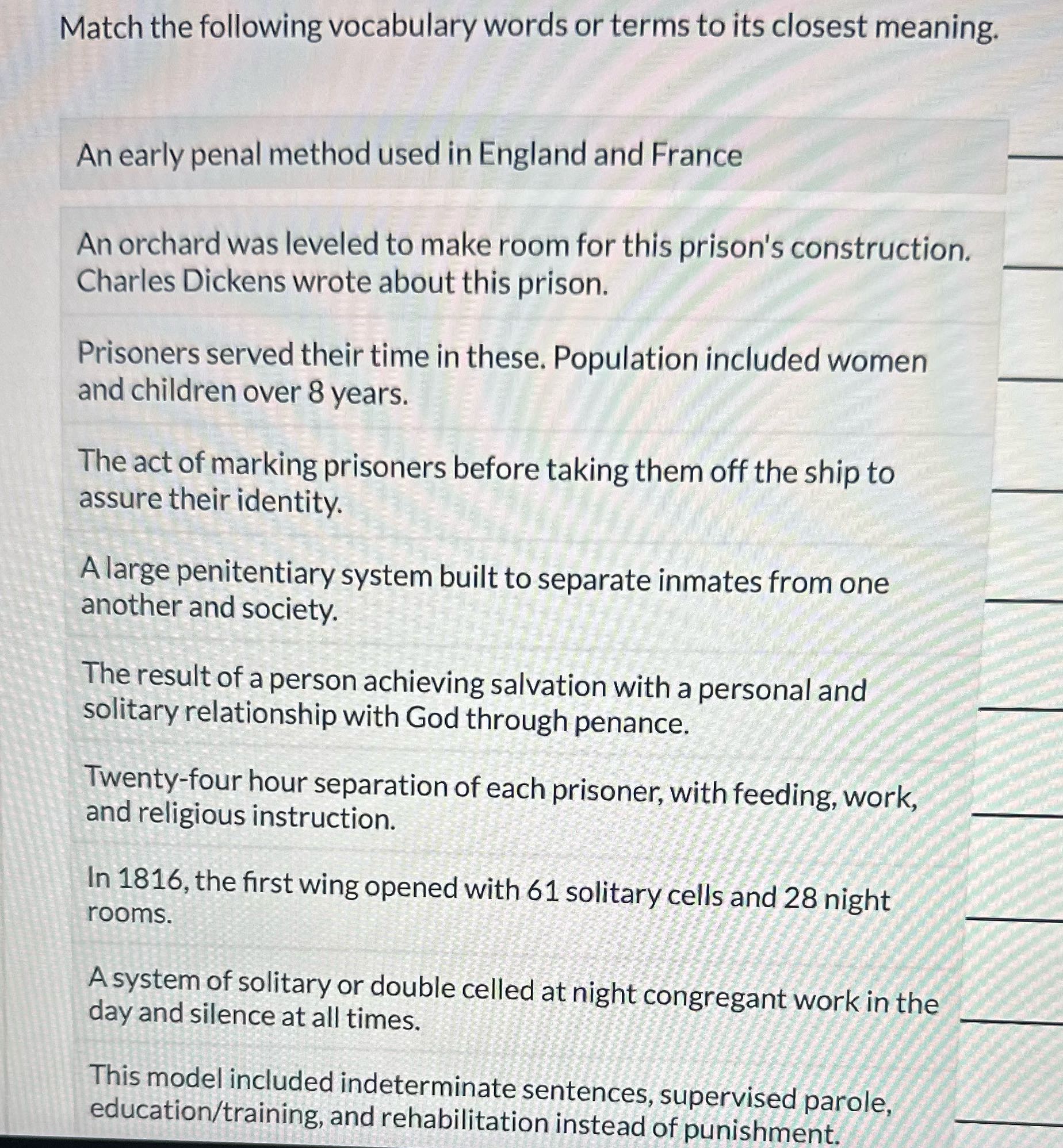 These are the words/terms. Branded Penitentiary