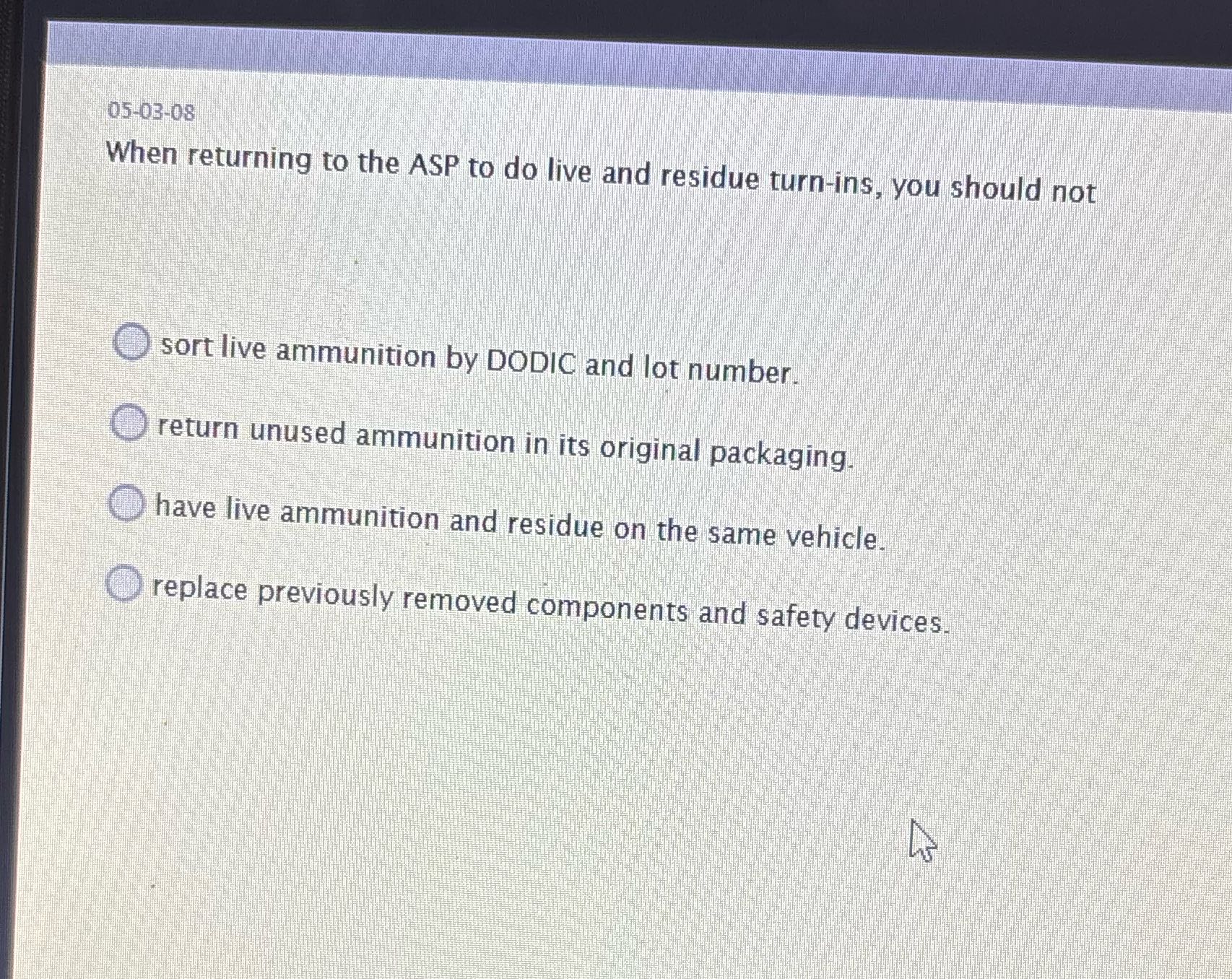 Military regulation answer NANA Ait When