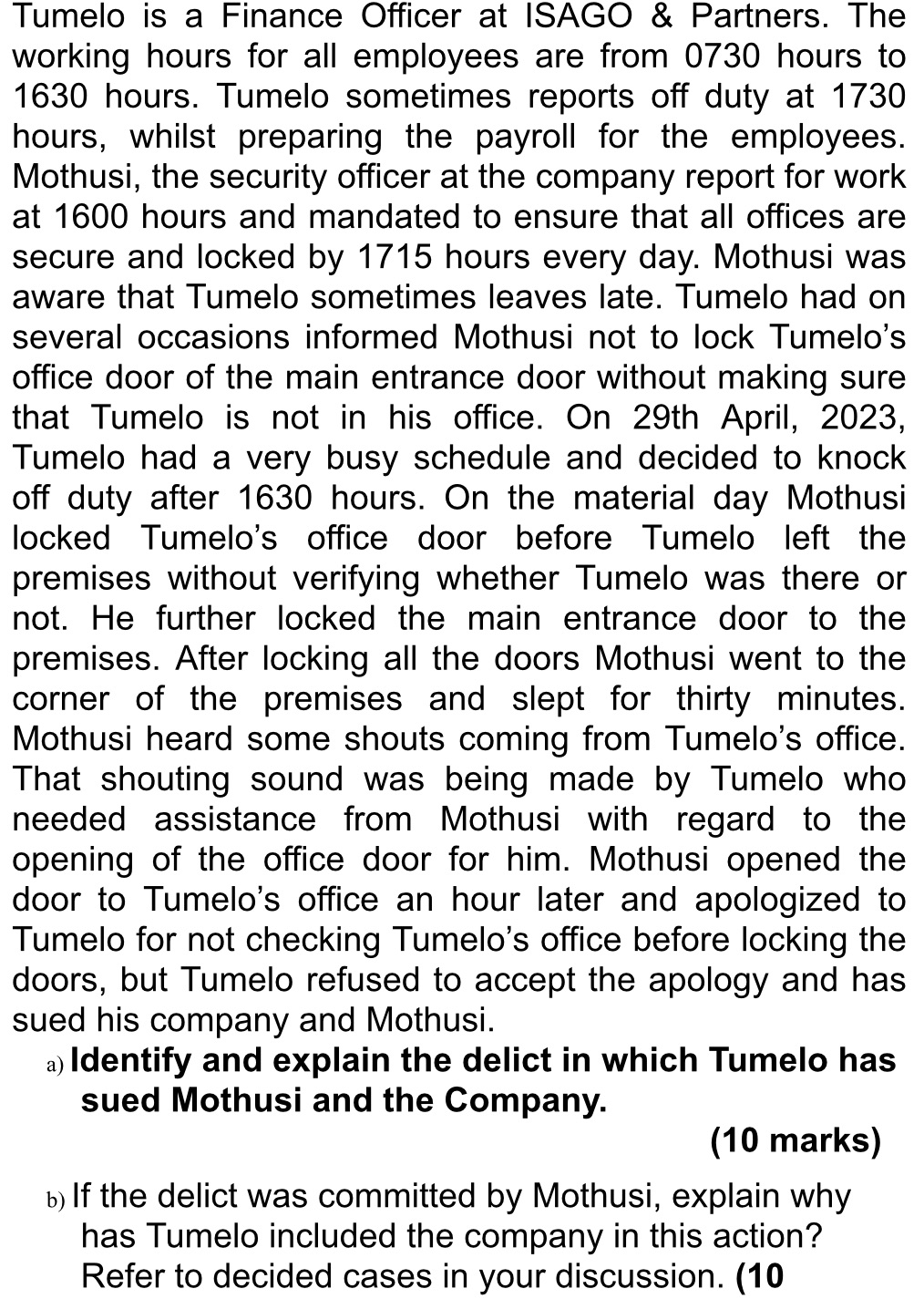 Use 6 examples of decided case laws as examples,