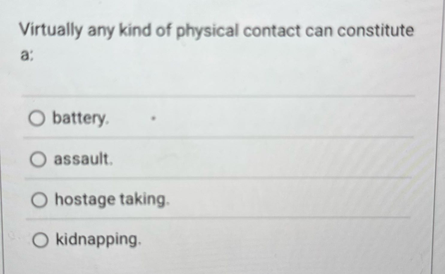 Cjus 400 Virtually any kind of physical contact