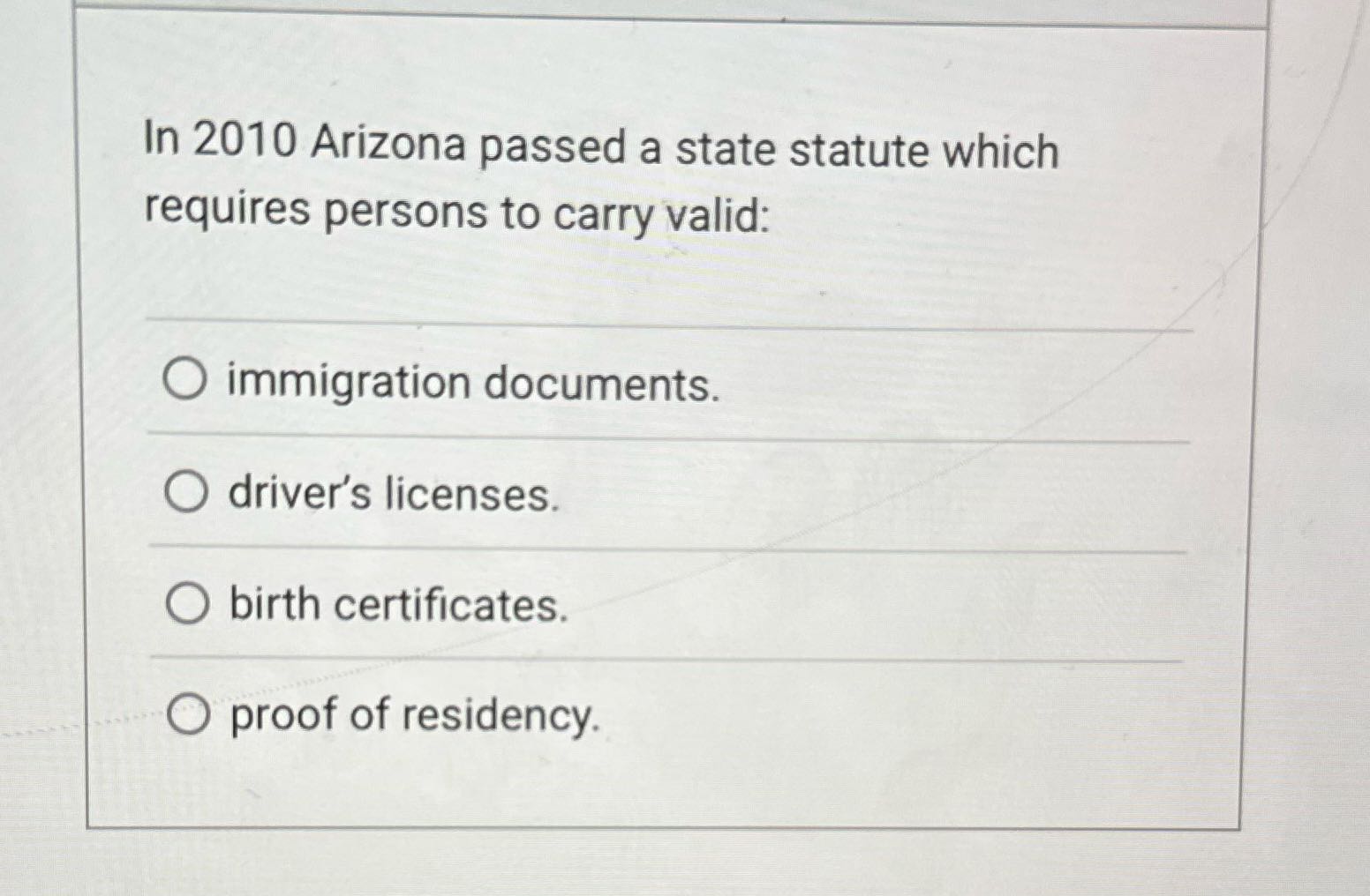Cjus 400 In 2010 Arizona passed a state statute