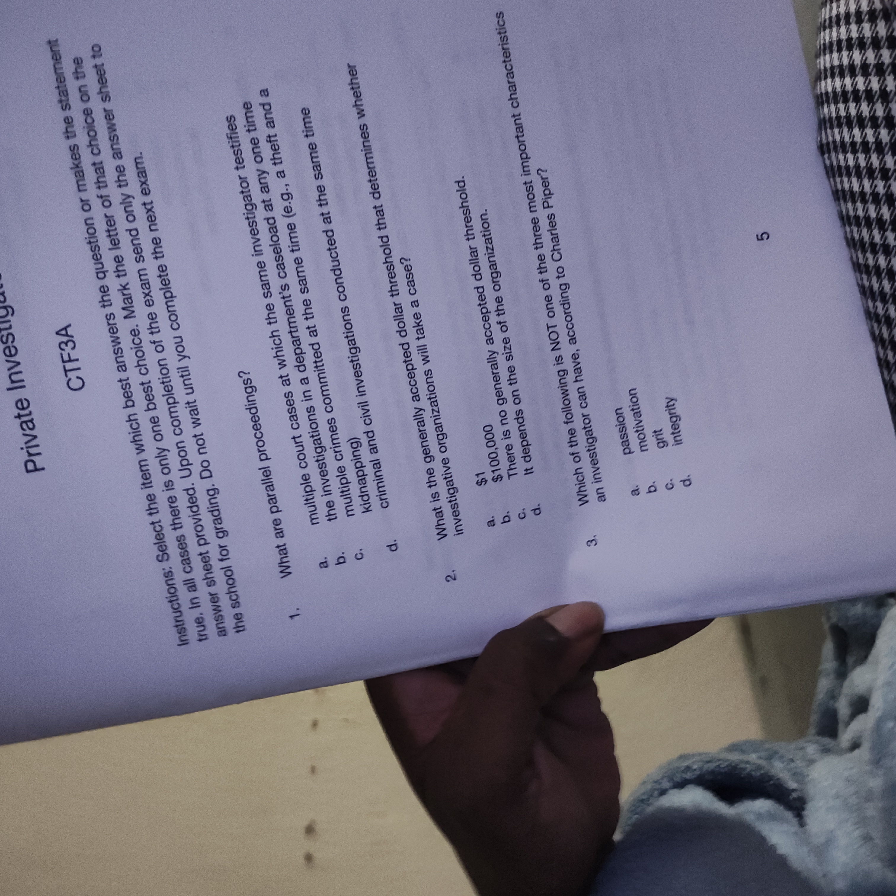 Private Investiga CTF3A Instructions: Select the