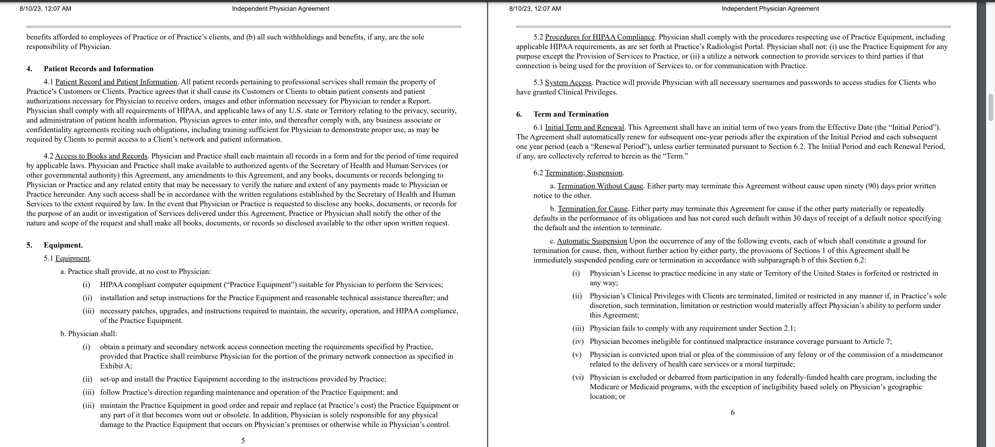 8/10/23, 12:07 AM Independent Physician Agreement