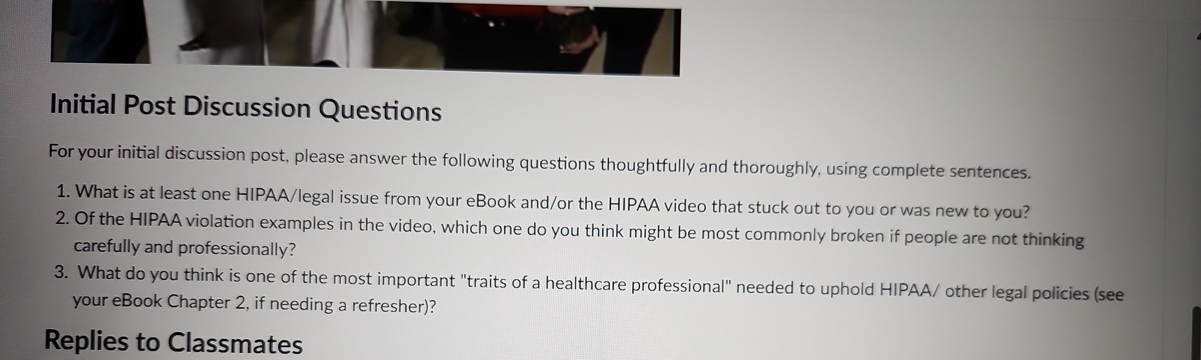 Dicussion on these questions (legal discussion)