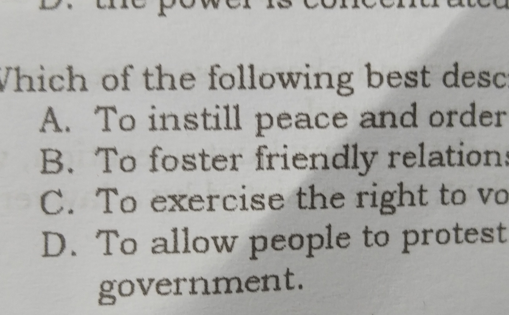 Which of the following best describes law? Thich