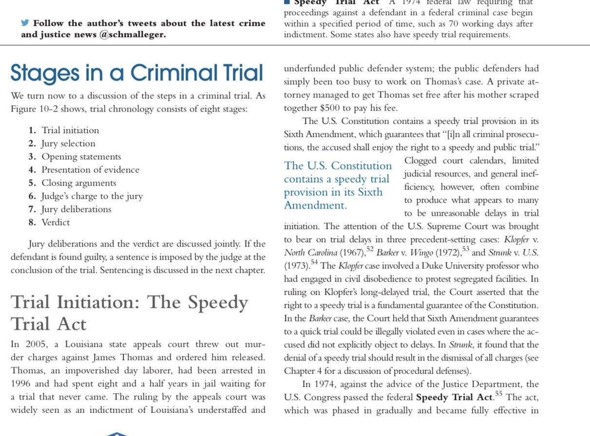 Write a summary about the speedy trial act make