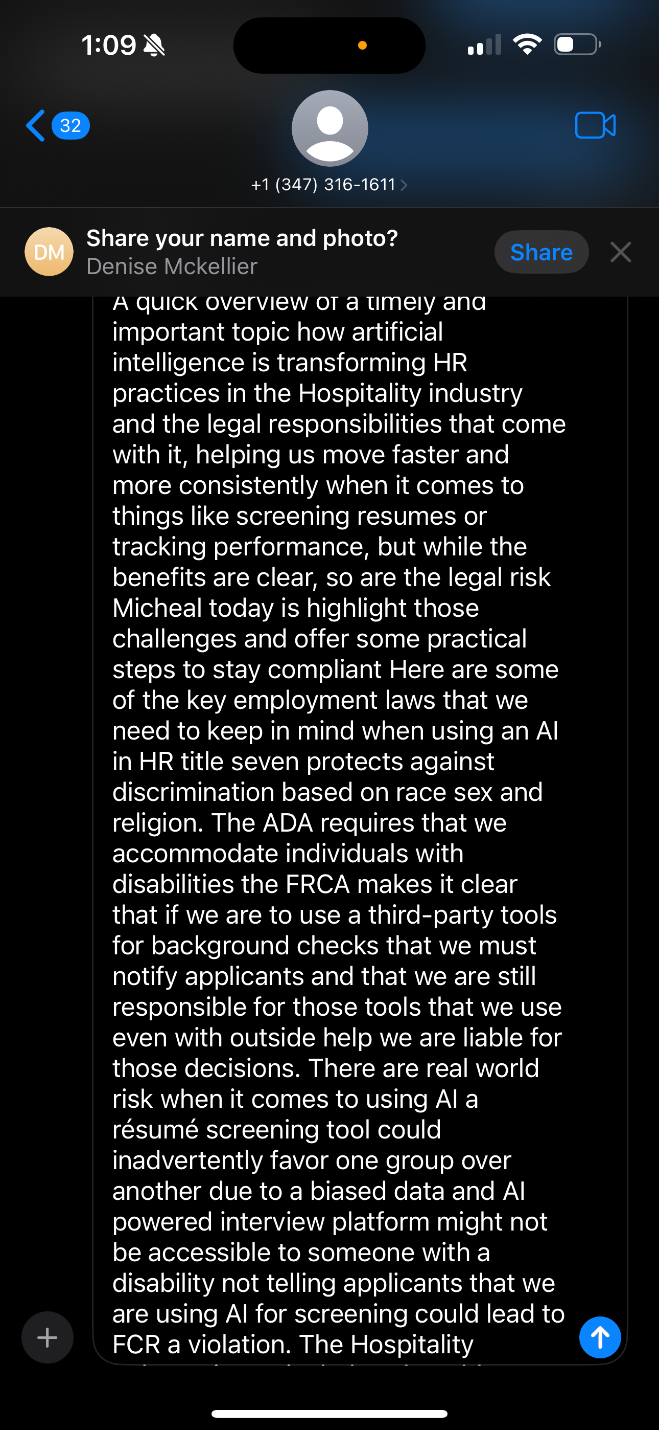 +1 (347) 316-1611 Share your name and photo?