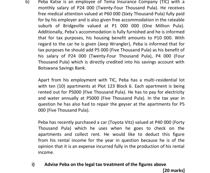 the question with regards to Botswana tax laws