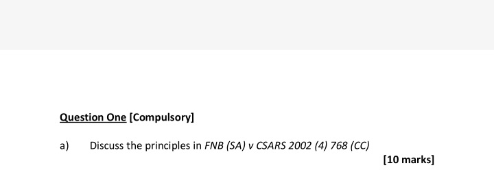 Question One [Compulsory] a) Discuss the