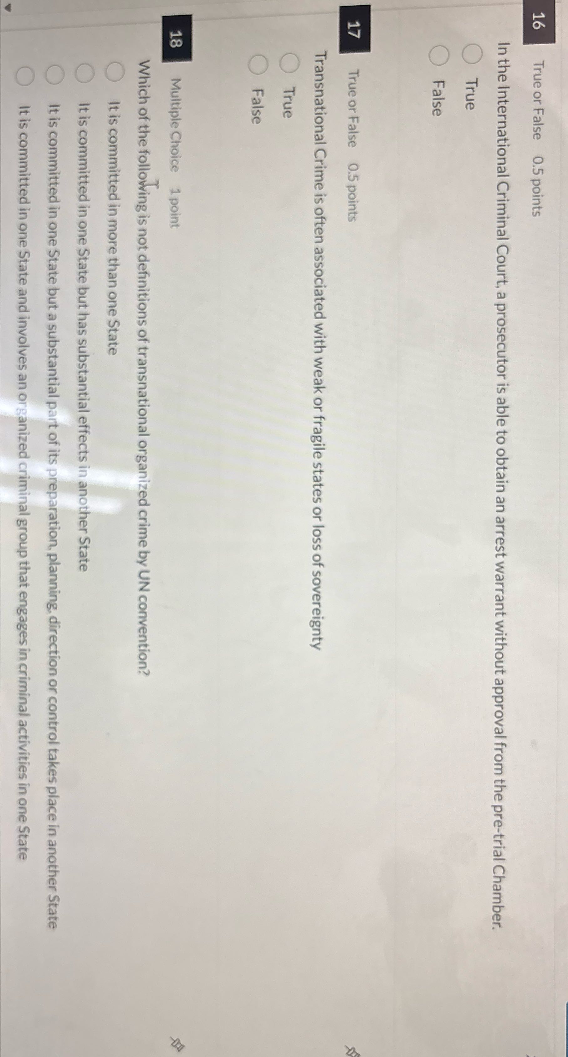 Pick the correct CJ answers True or False 0.5