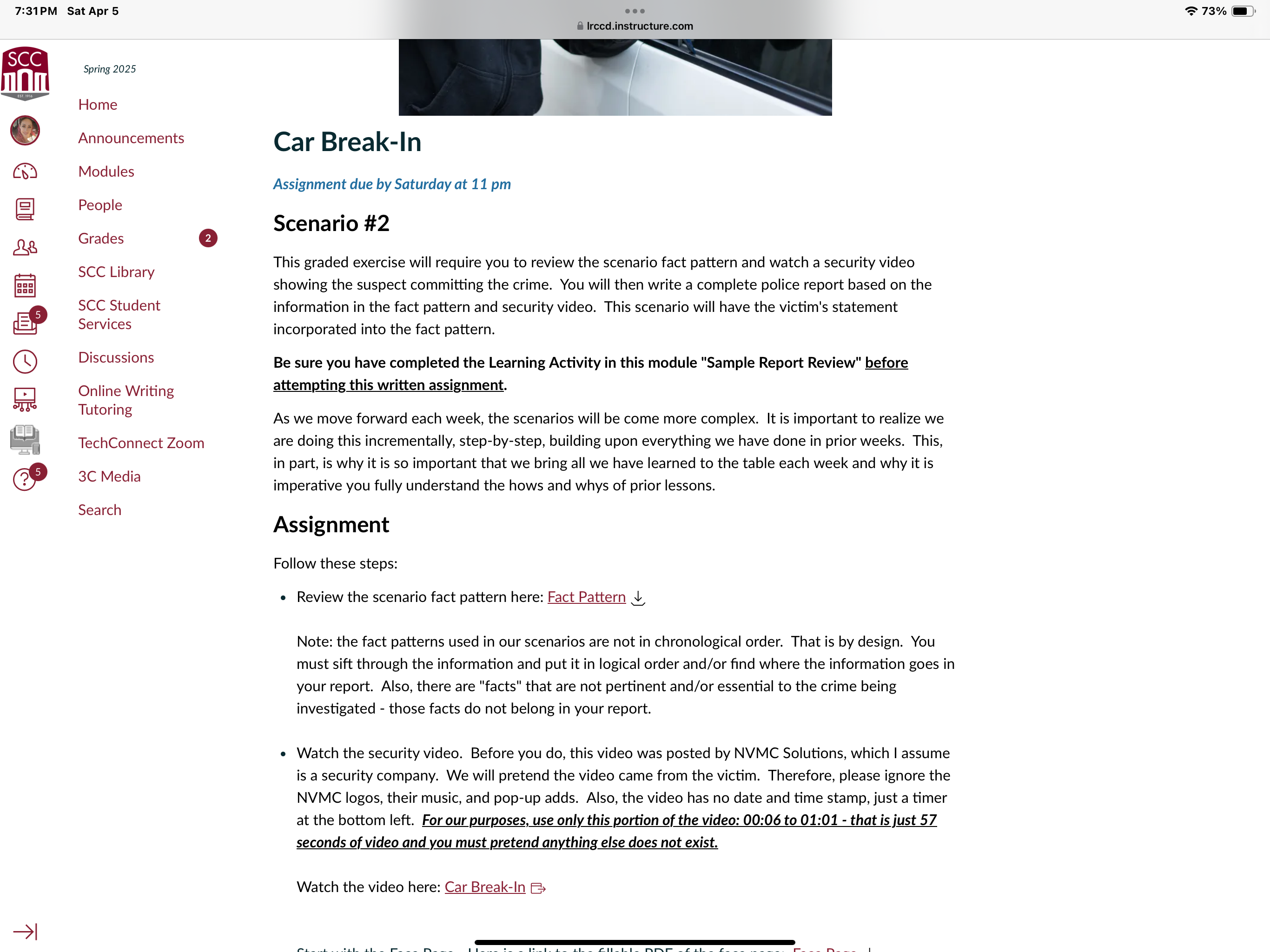 7:31PM Sat Apr 5 . . . 73% A