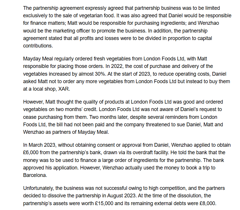 Question 1: Business organisations A Answer all