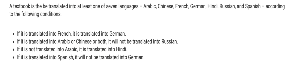 Ok here is a LSAT Logic games question set up.