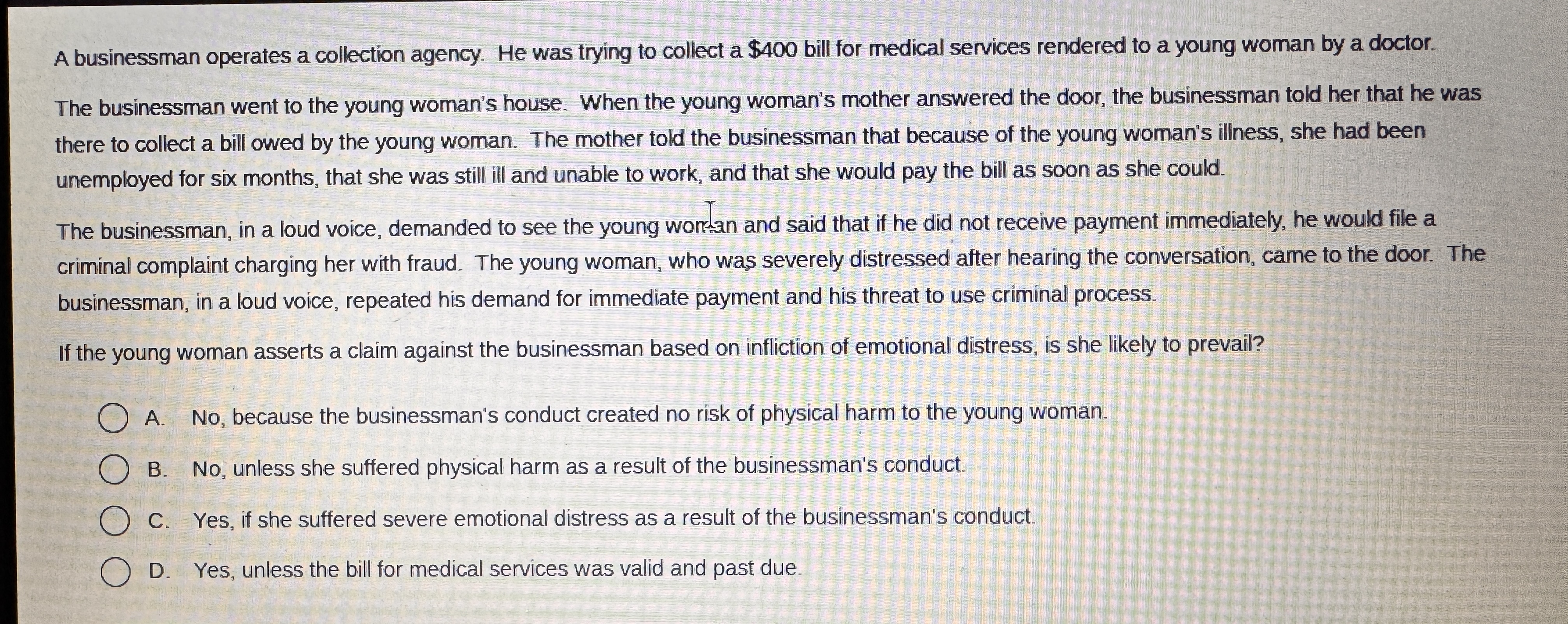 A businessman operates a collection agency. He