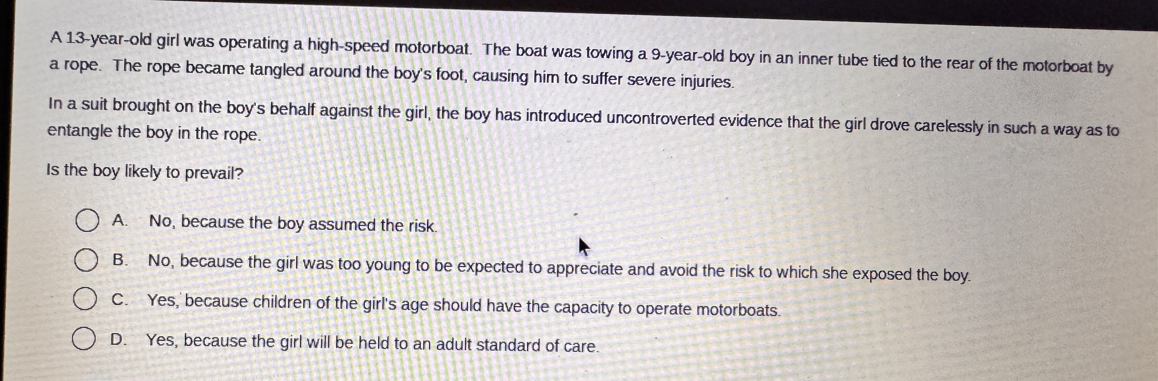 A 13-year-old girl was operating a high-speed