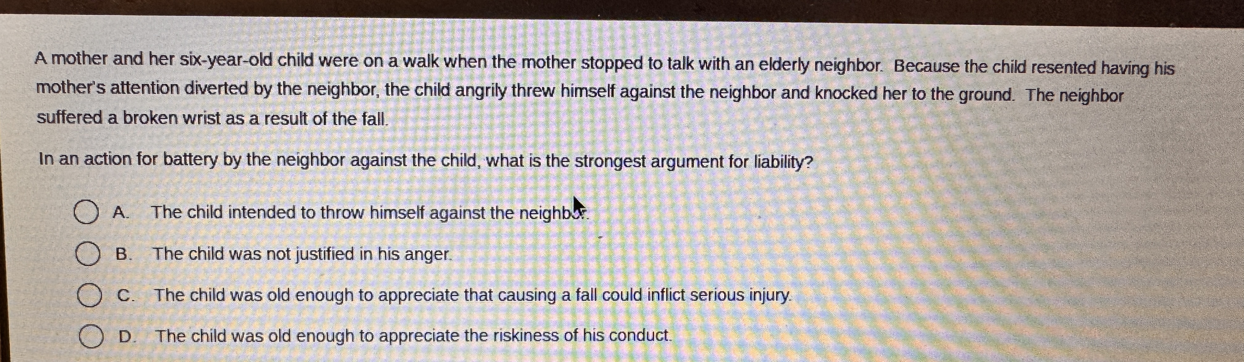 A mother and her six-year-old child were on a