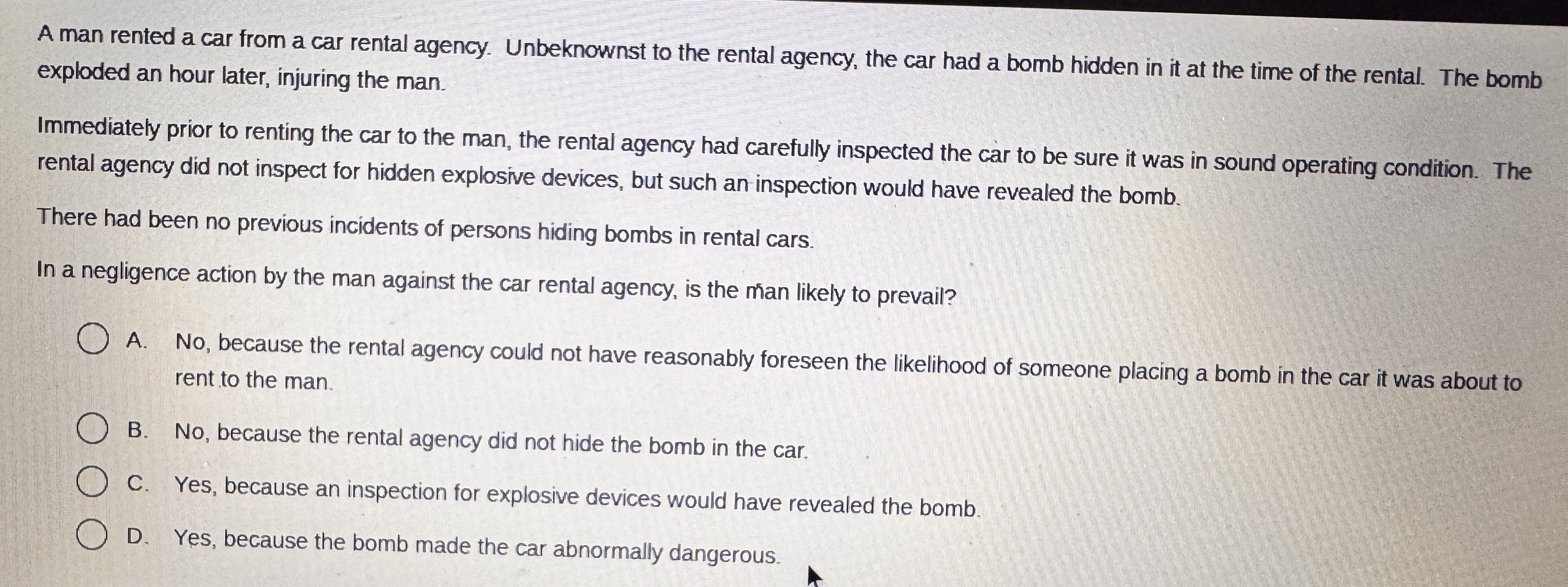 A man rented a car from a car rental agency.