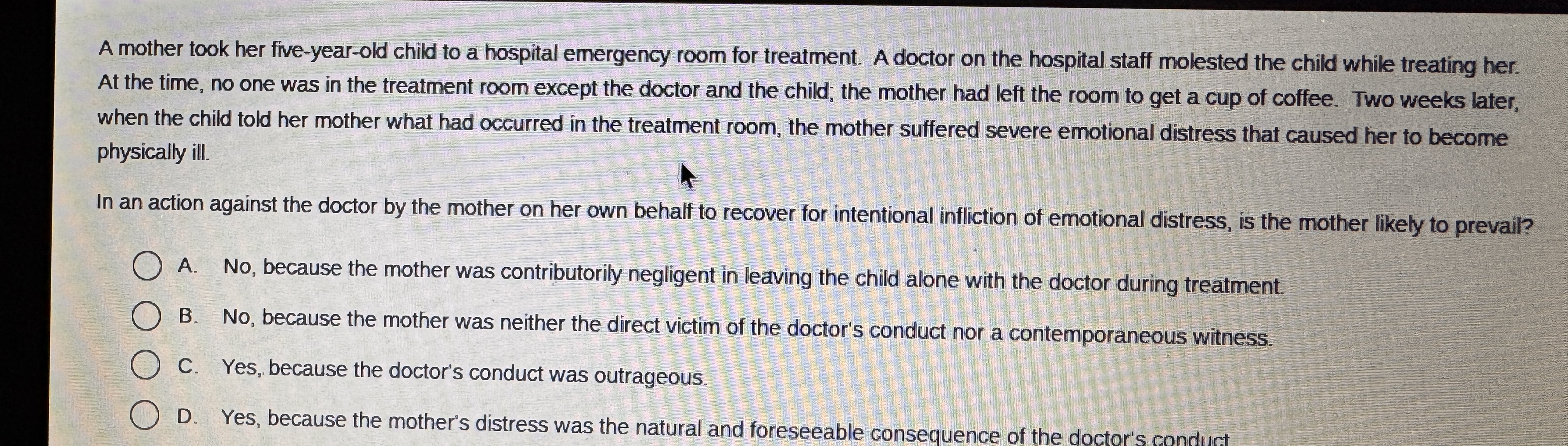 A mother took her five-year-old child to a