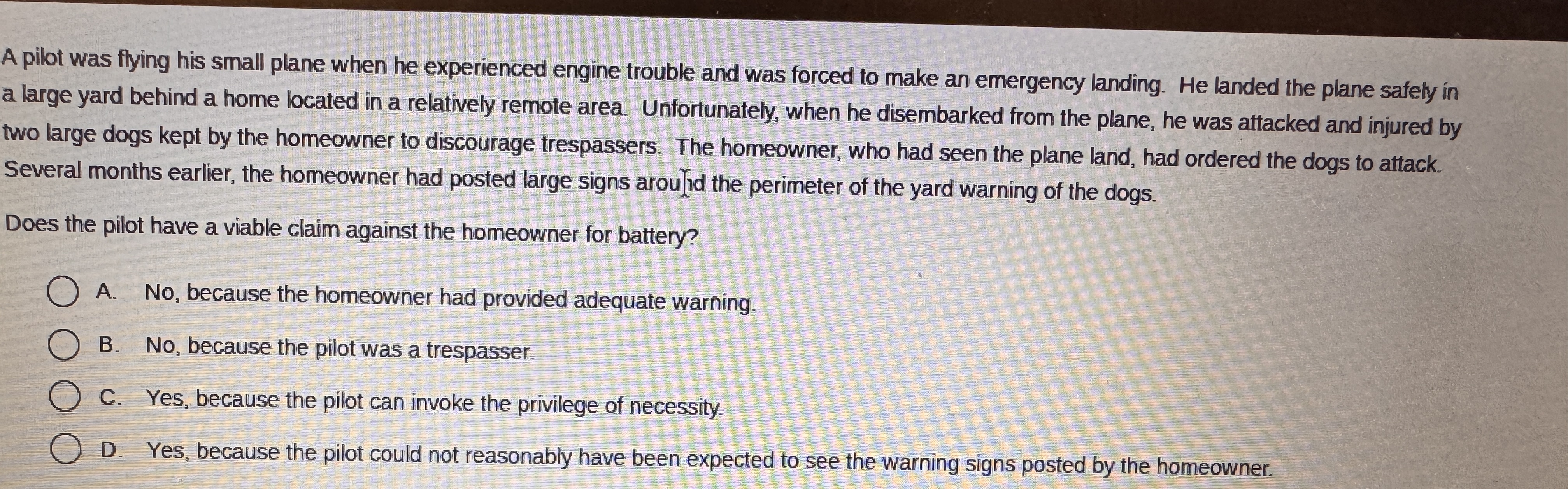 A pilot was flying his small plane when he