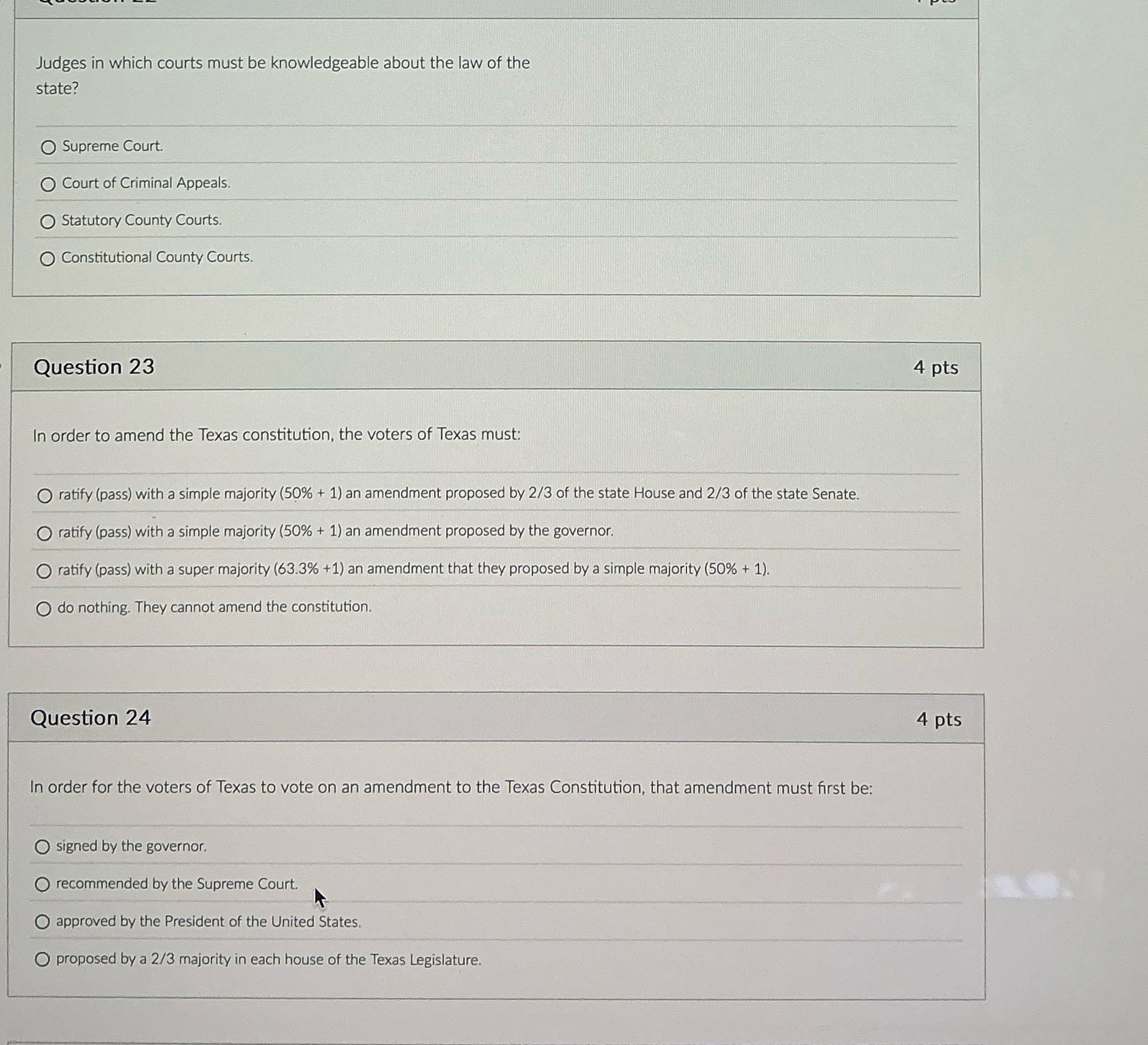 This applies to Texas only Judges in which courts