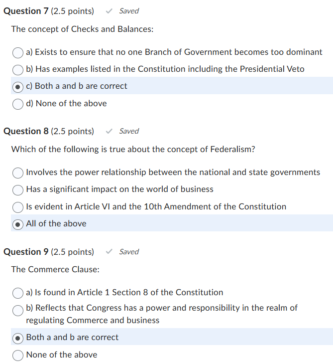 Question 1 (2.5 points) Saved The US