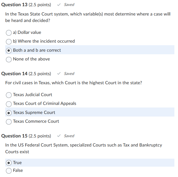 Question 1 (2.5 points) Saved The US