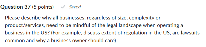 Question 1 (2.5 points) Saved The US