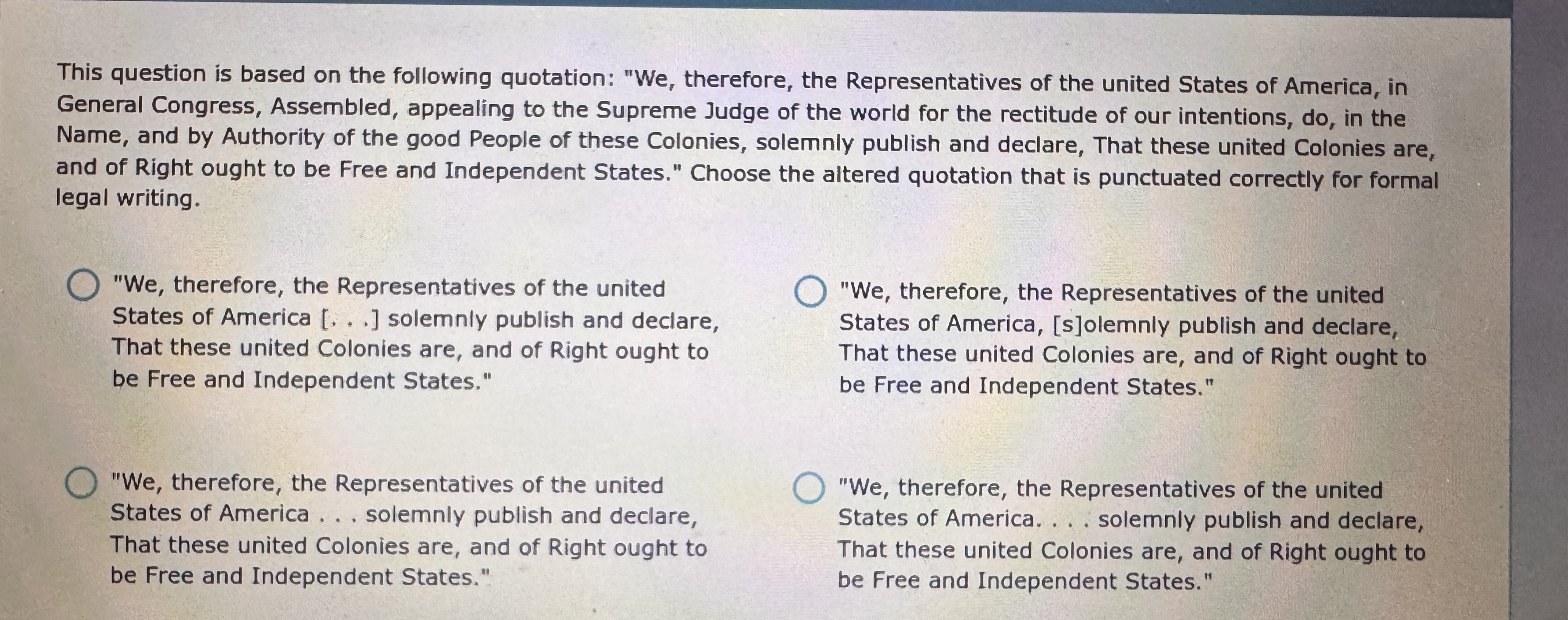 This question is based on the following