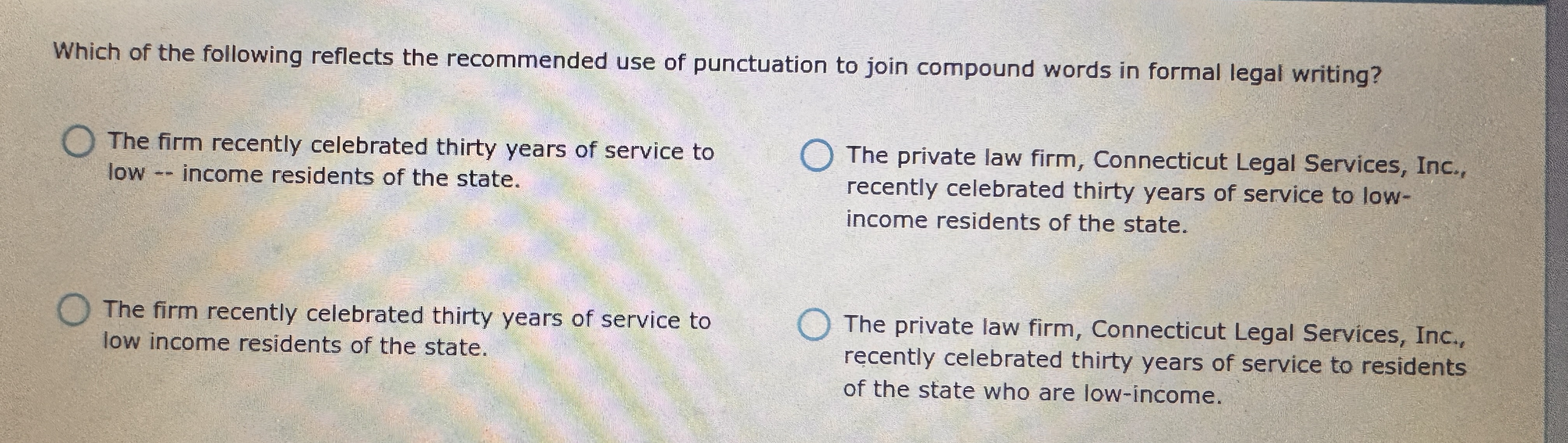 Which of the following reflects the recommended